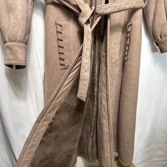 Sawyer of Napa Shearling Suede Coat Size Medium Women's Western Retro Wool EUC - Picture 5 of 16